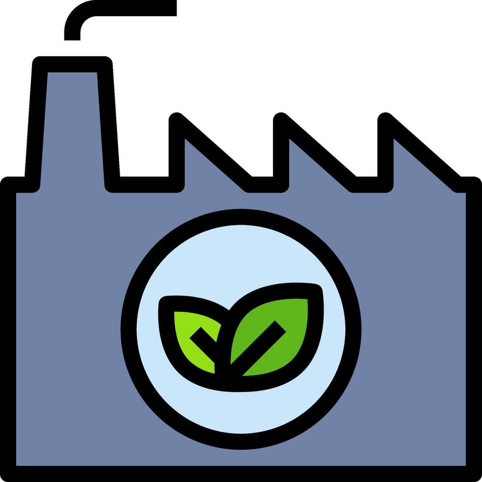 A factory with a green leaf on it vector