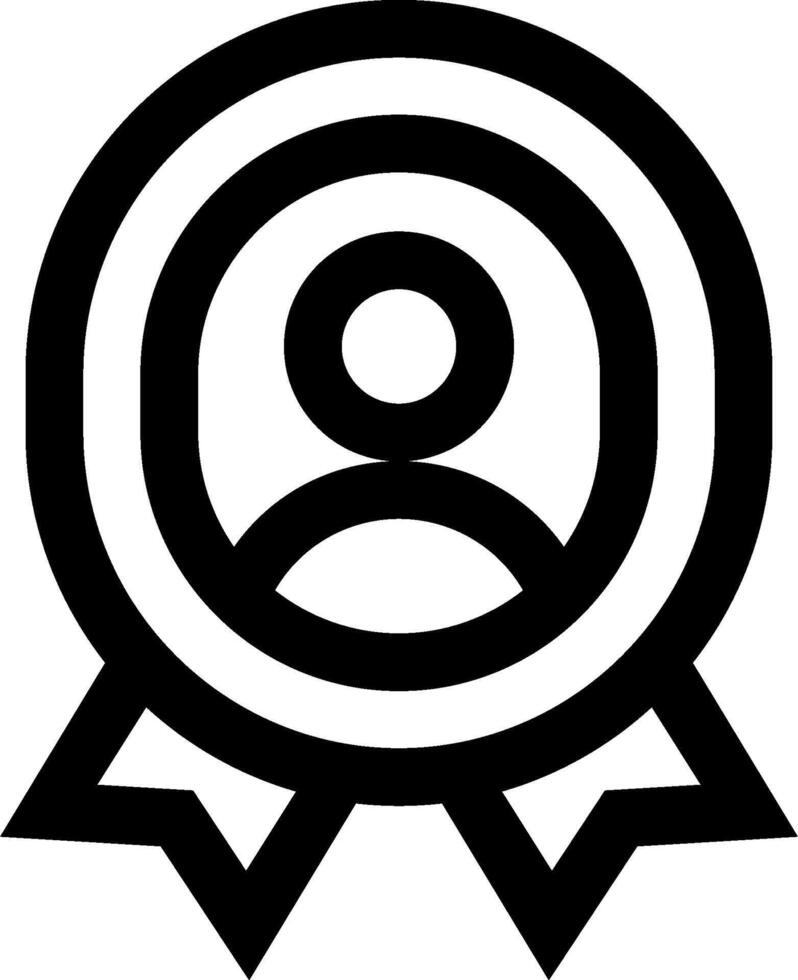A black and white icon of a person with a ribbon vector