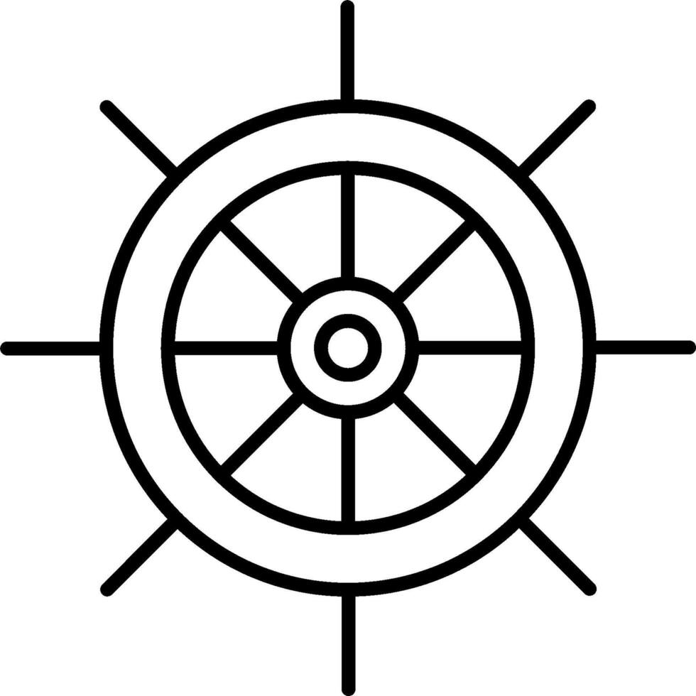 A black and white illustration of a ship wheel vector