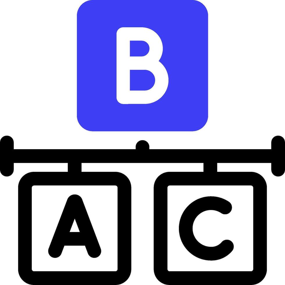 A blue and white logo with the letters b and a vector