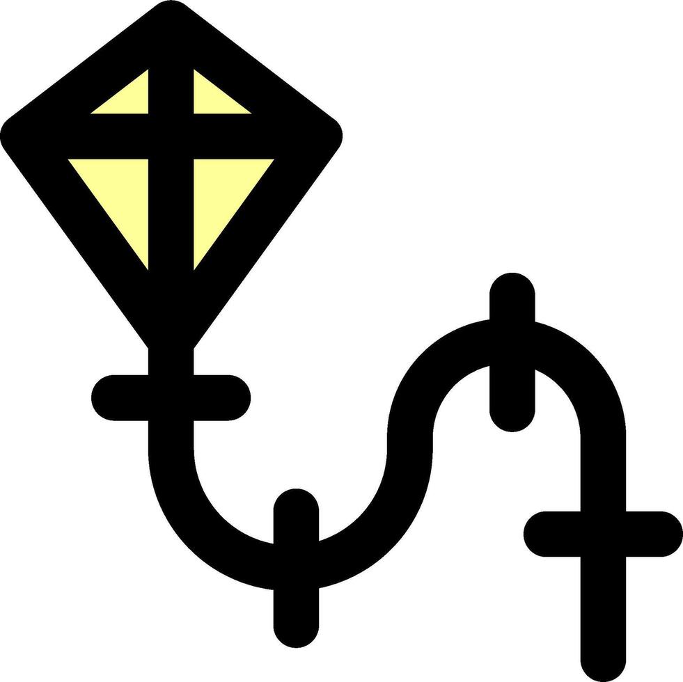 A black and yellow kite with a cross on it vector