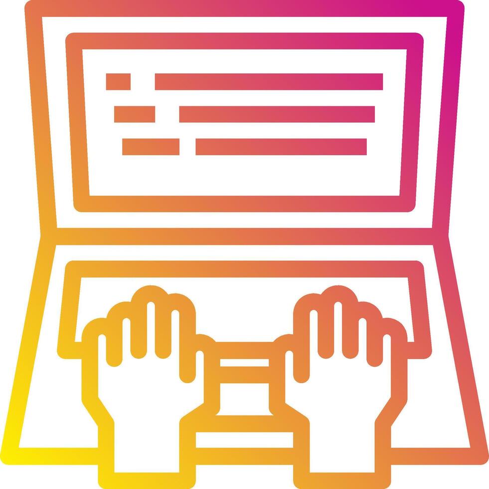 A laptop with two hands on it vector