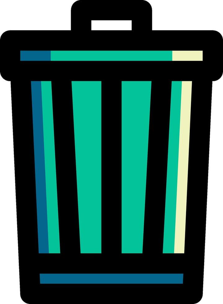 A trash can with a green and blue stripe vector
