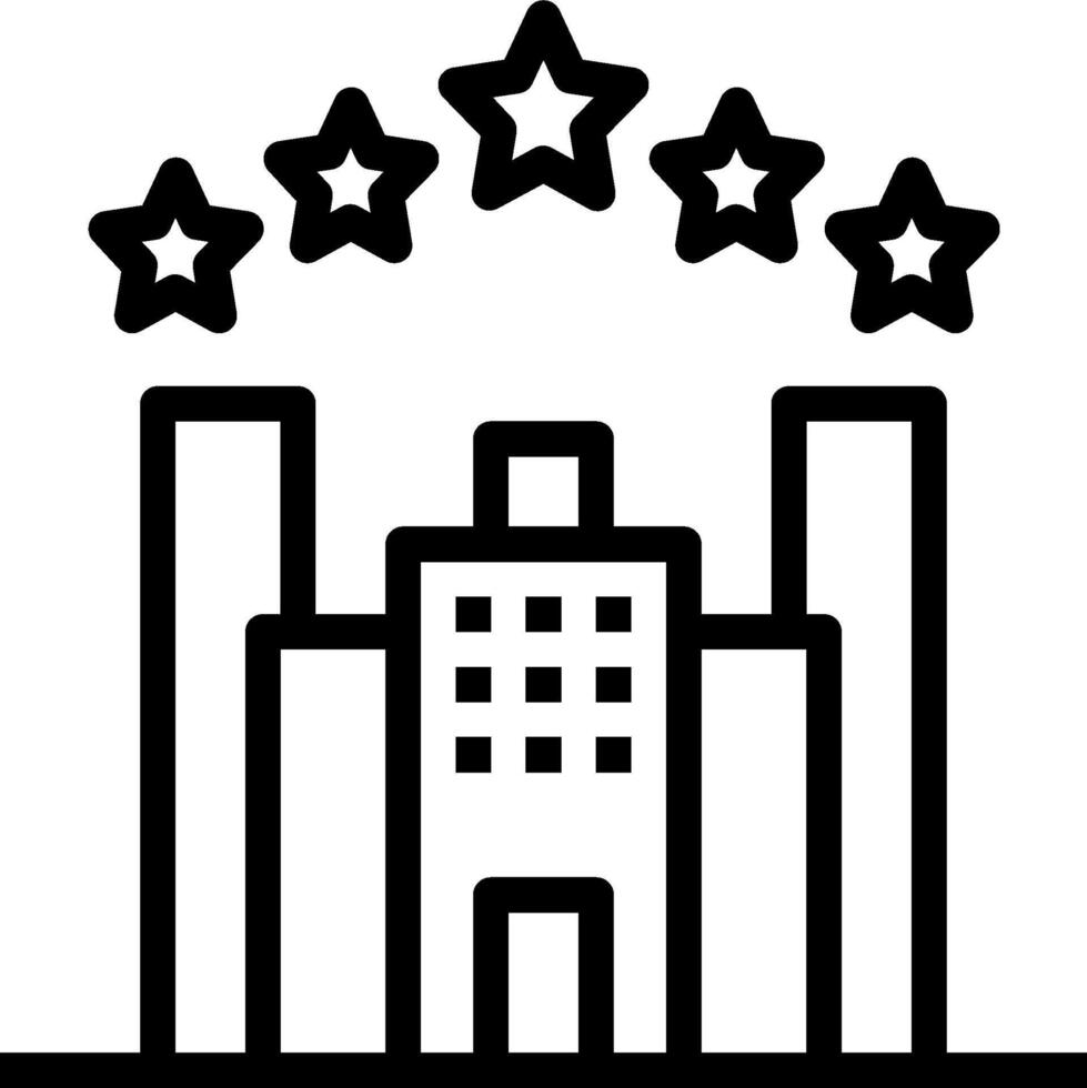 A black and white image of a building with five stars vector