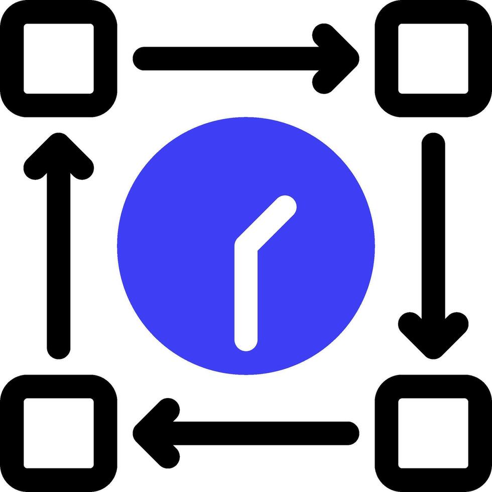 A square with arrows pointing to the clock vector