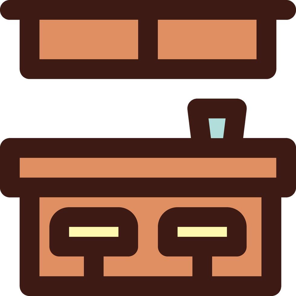 A desk with a table and a chair vector