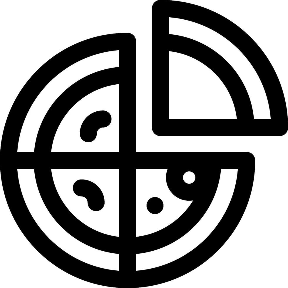 A black and white pizza icon vector