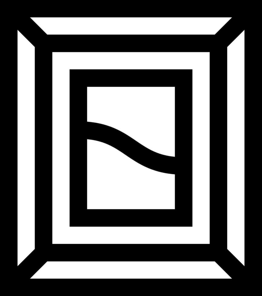 A black and white logo with a square shape vector
