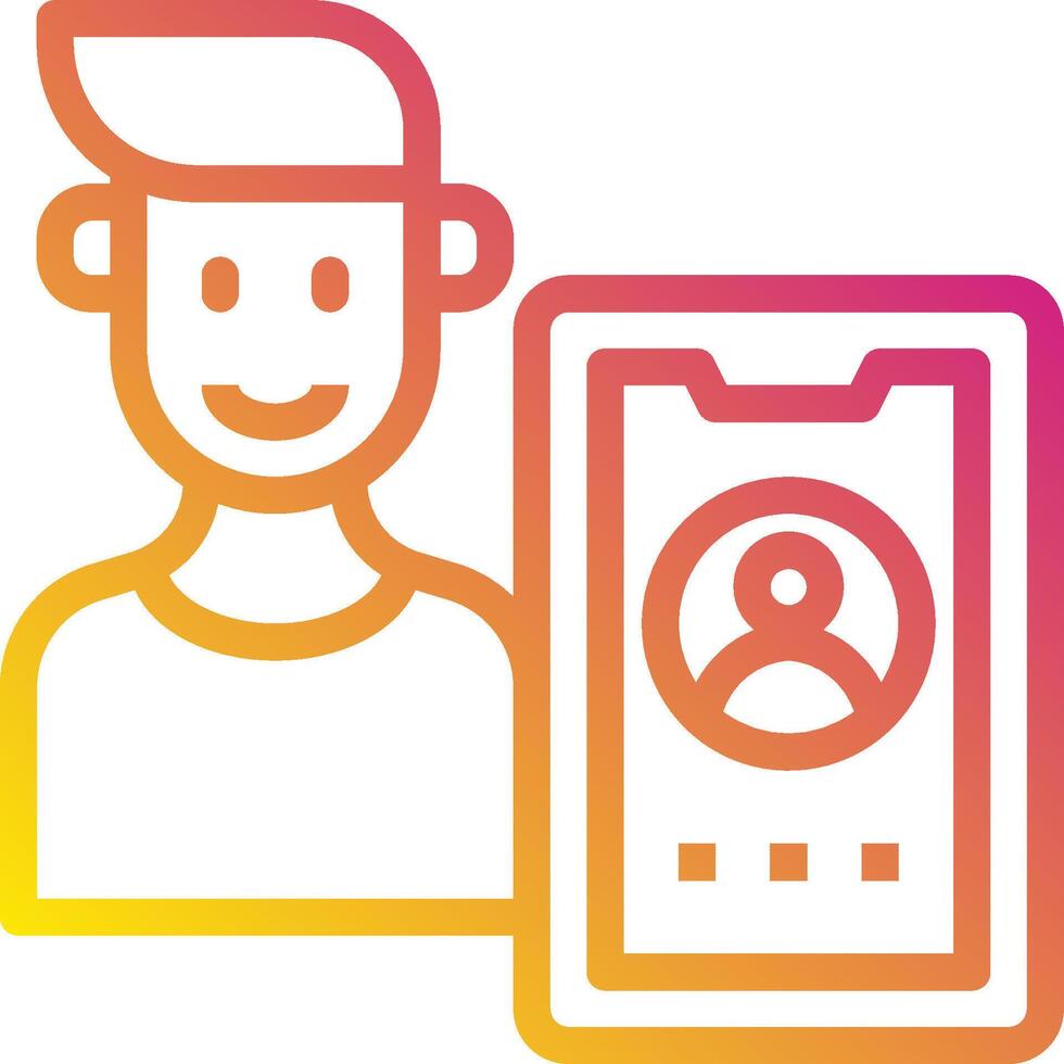 A man holding a phone and a person is standing next to it vector