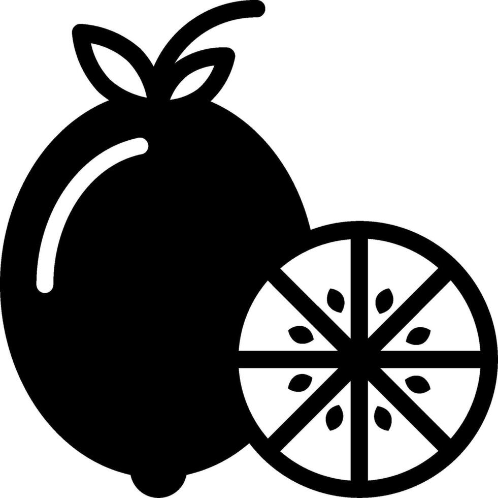 A black and white fruit icon with a slice of lemon vector