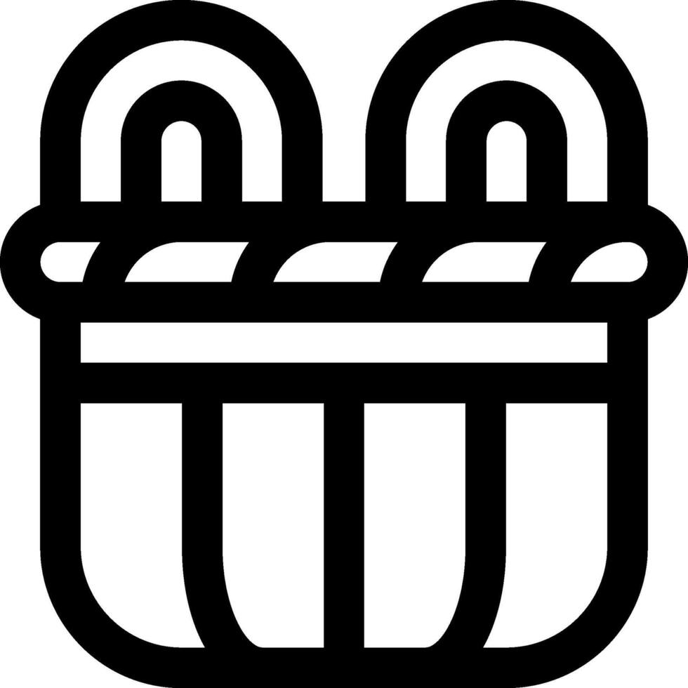 A black and white illustration of a basket vector