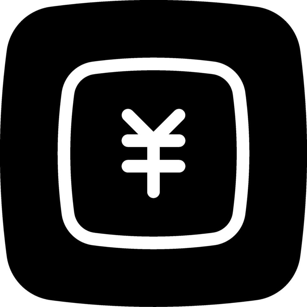 A black and white icon of a yen sign vector