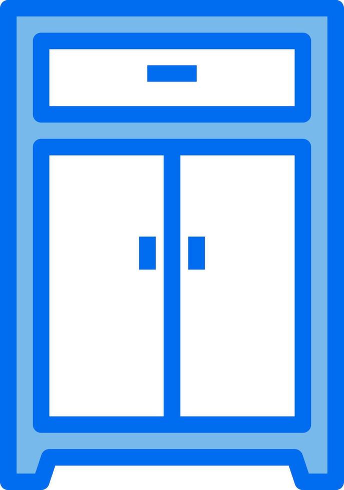 A blue cabinet with two doors on it vector