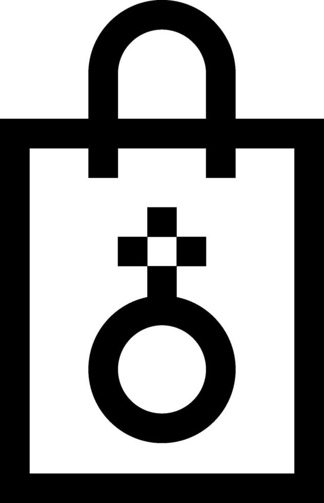 A black and white image of a shopping bag with a cross on it vector
