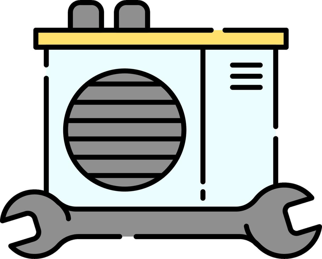 Air conditioner with wrens and wrench icon illustration design vector