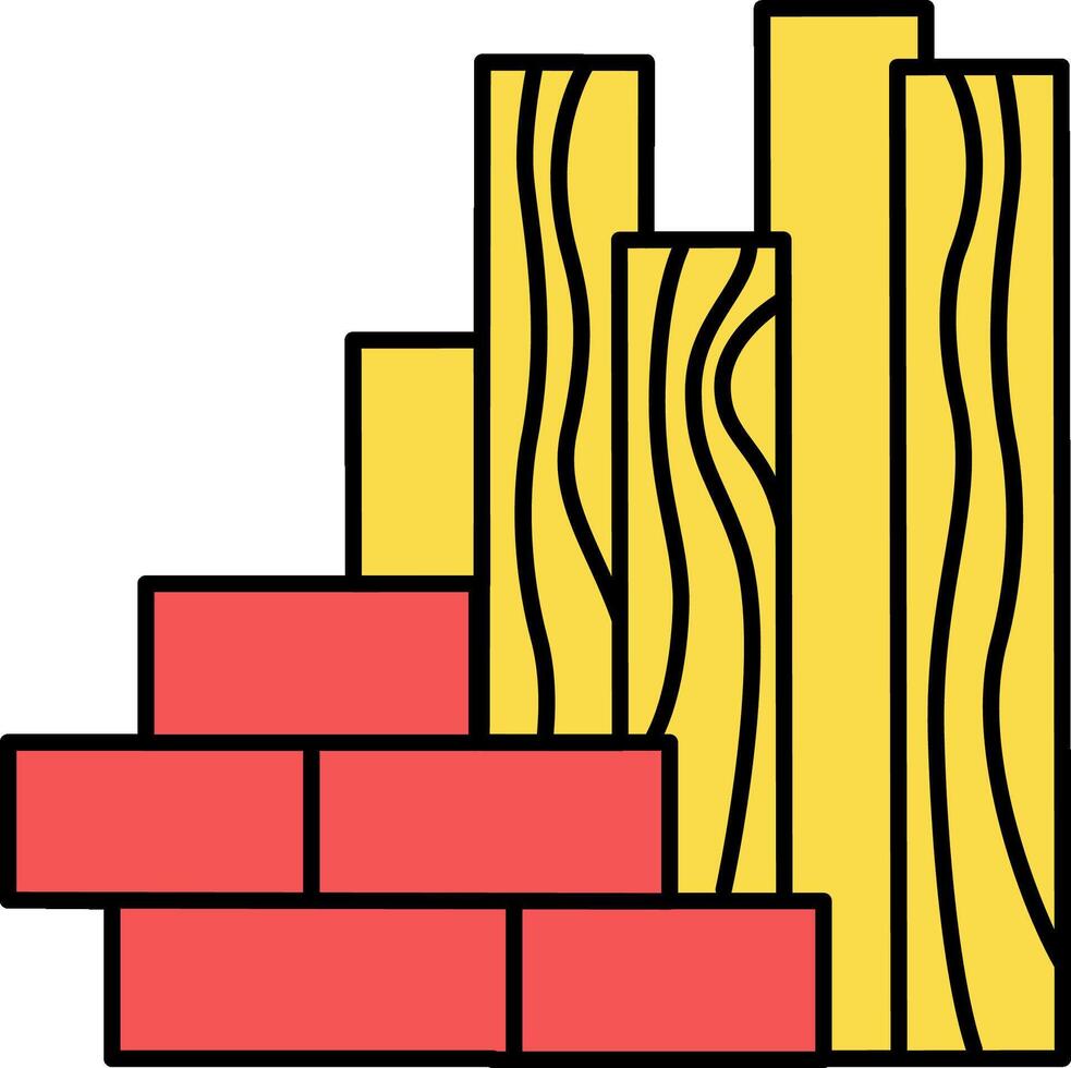 A pile of bricks and a ladder vector