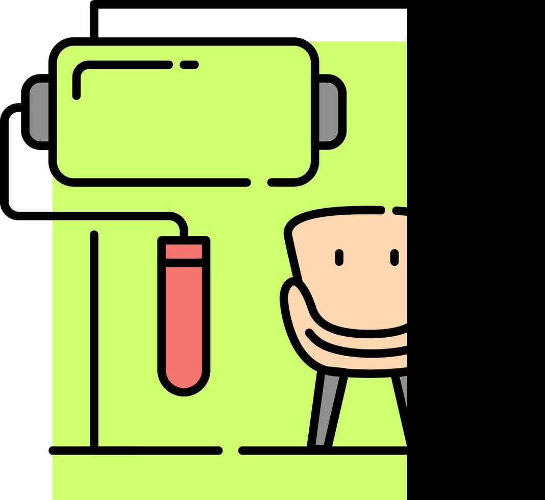 A chair and a vacuum cleaner are shown in a cartoon vector
