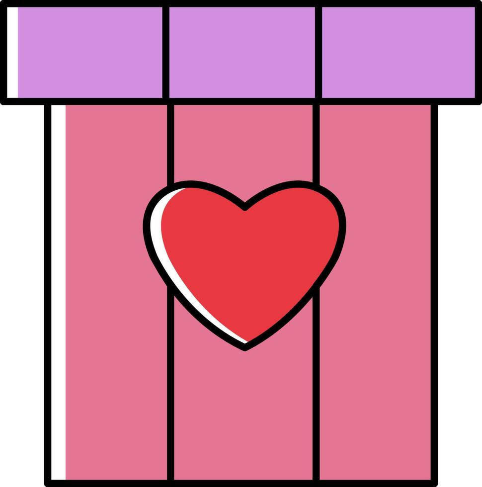 A heart in a box with purple and pink stripes vector