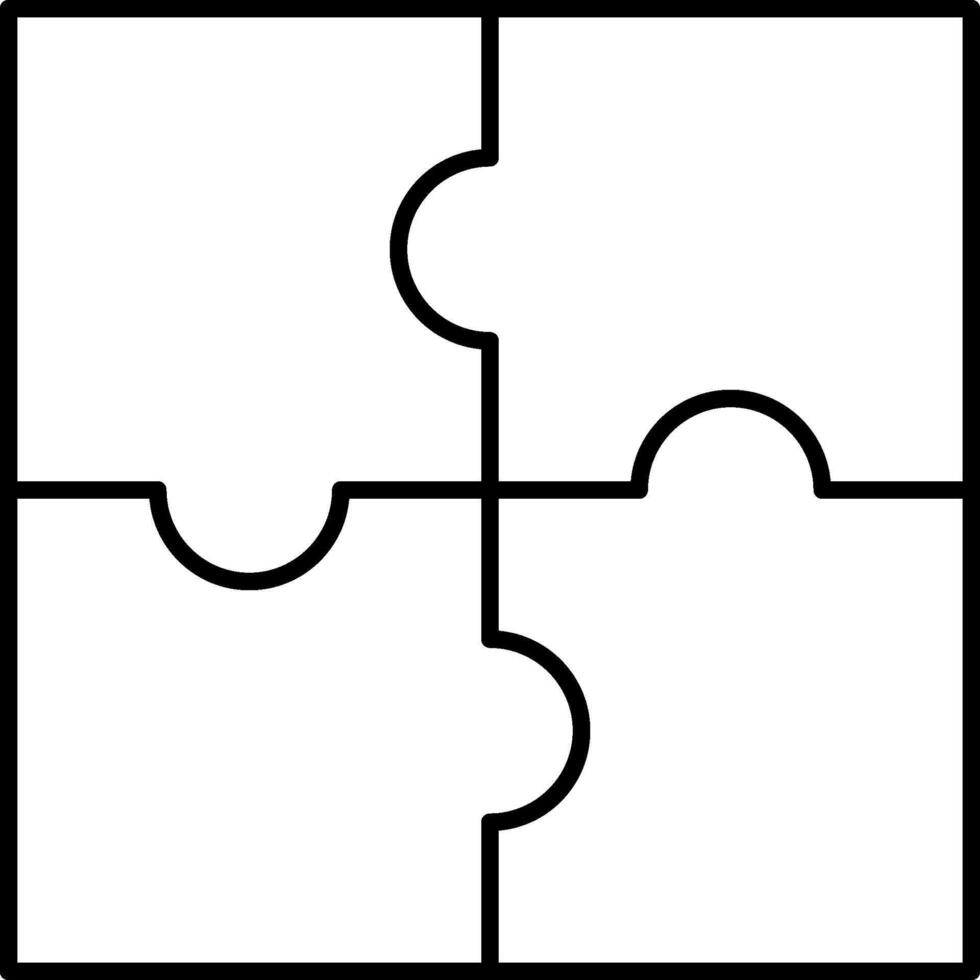 A black and white puzzle piece with four pieces vector