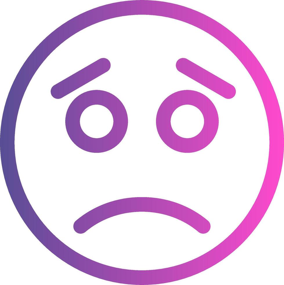 A sad face icon in a purple and pink circle vector