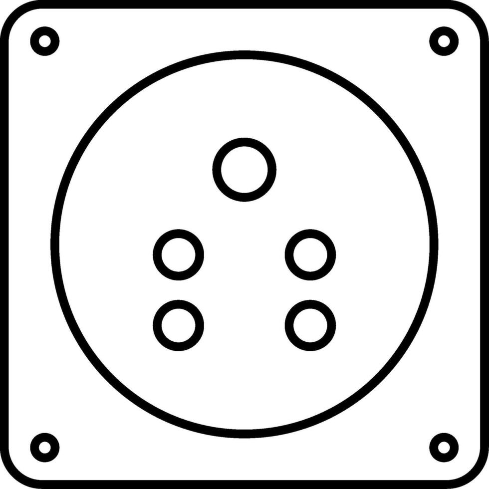 A black and white drawing of a square with four holes vector