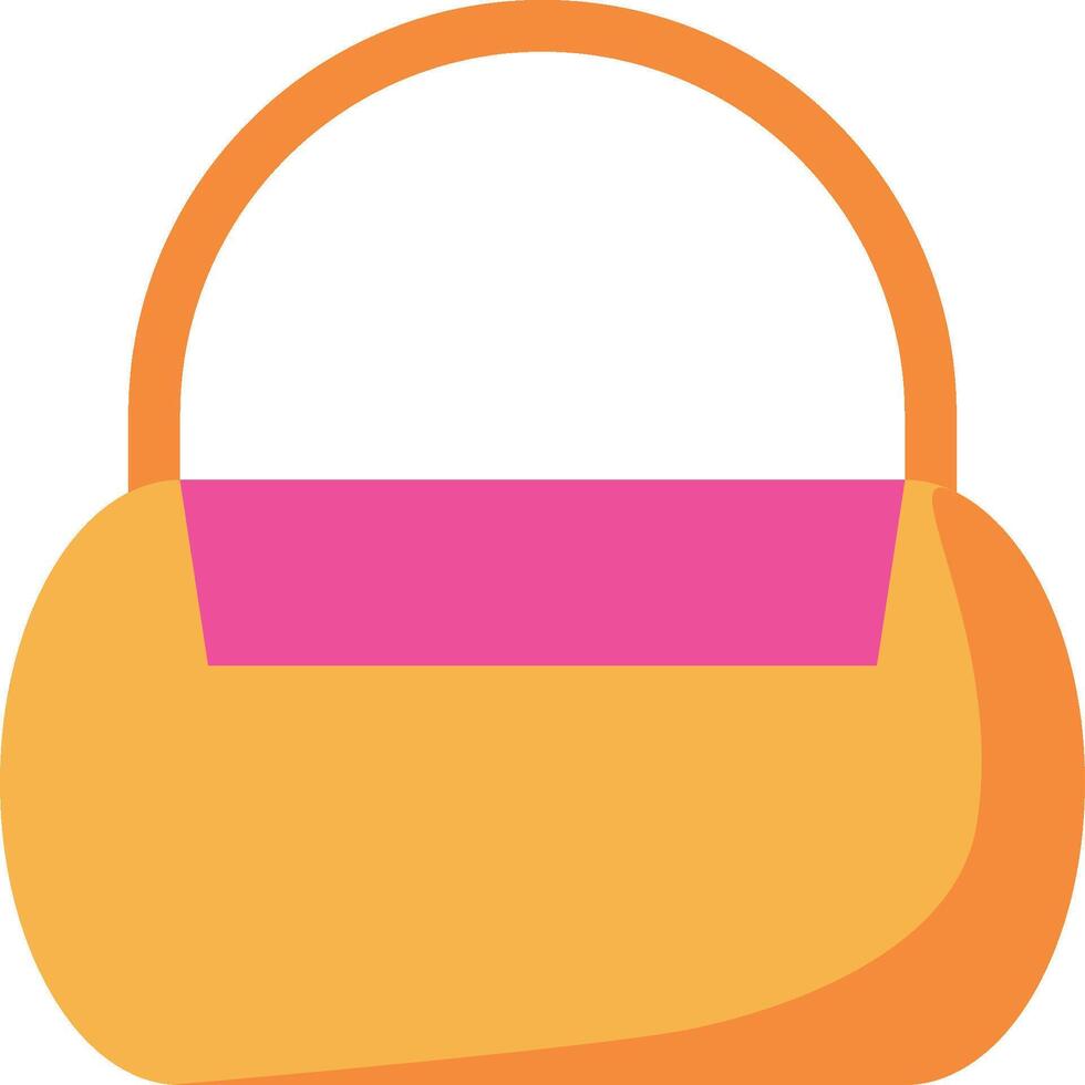 An orange and pink purse with a pink handle vector