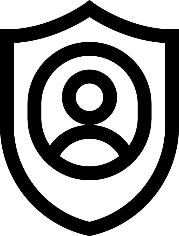A black and white shield with a person in the middle vector