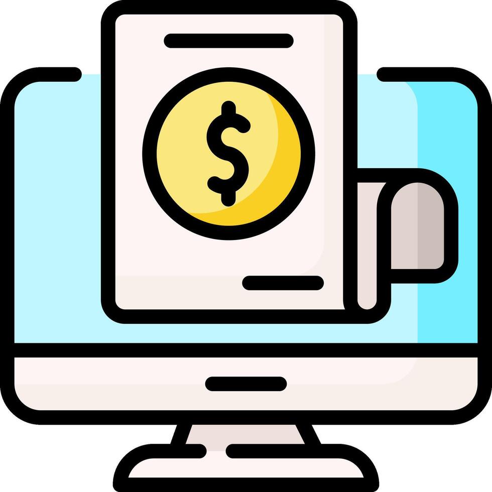 A computer monitor with a dollar sign on it vector