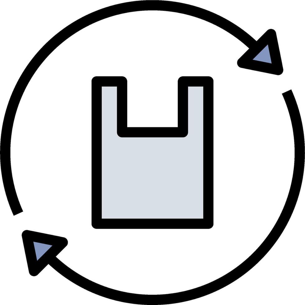 A plastic bag is shown in a circle with arrows pointing to it vector