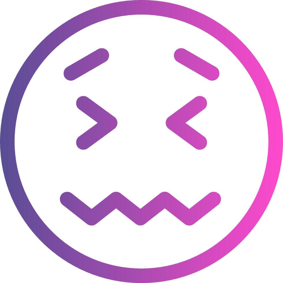 A purple and pink emoticor with a sad face vector