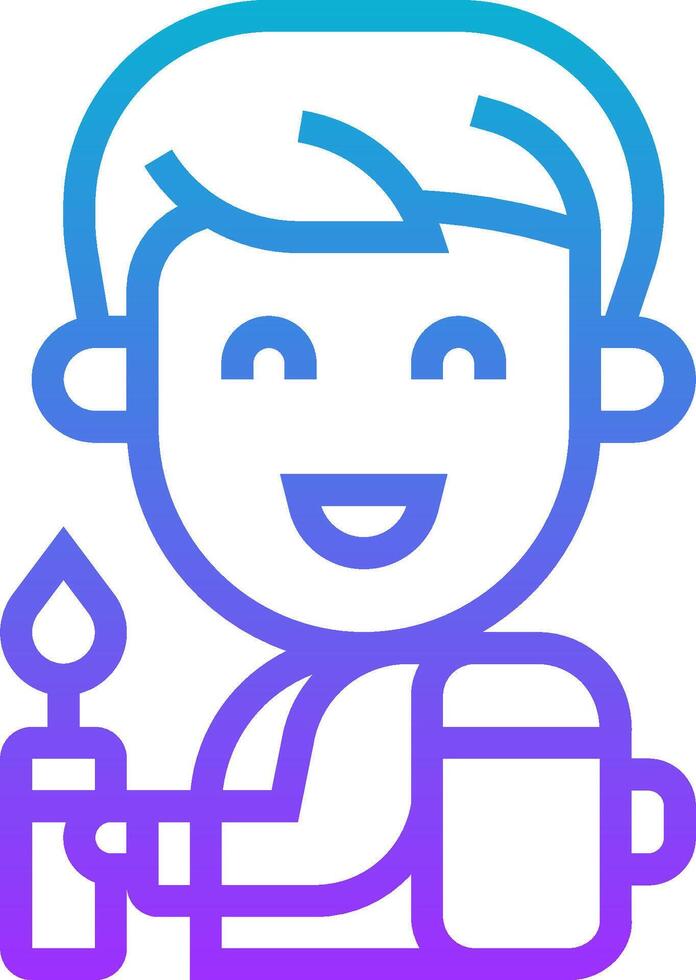 A boy with a backpack holding a lit candle vector