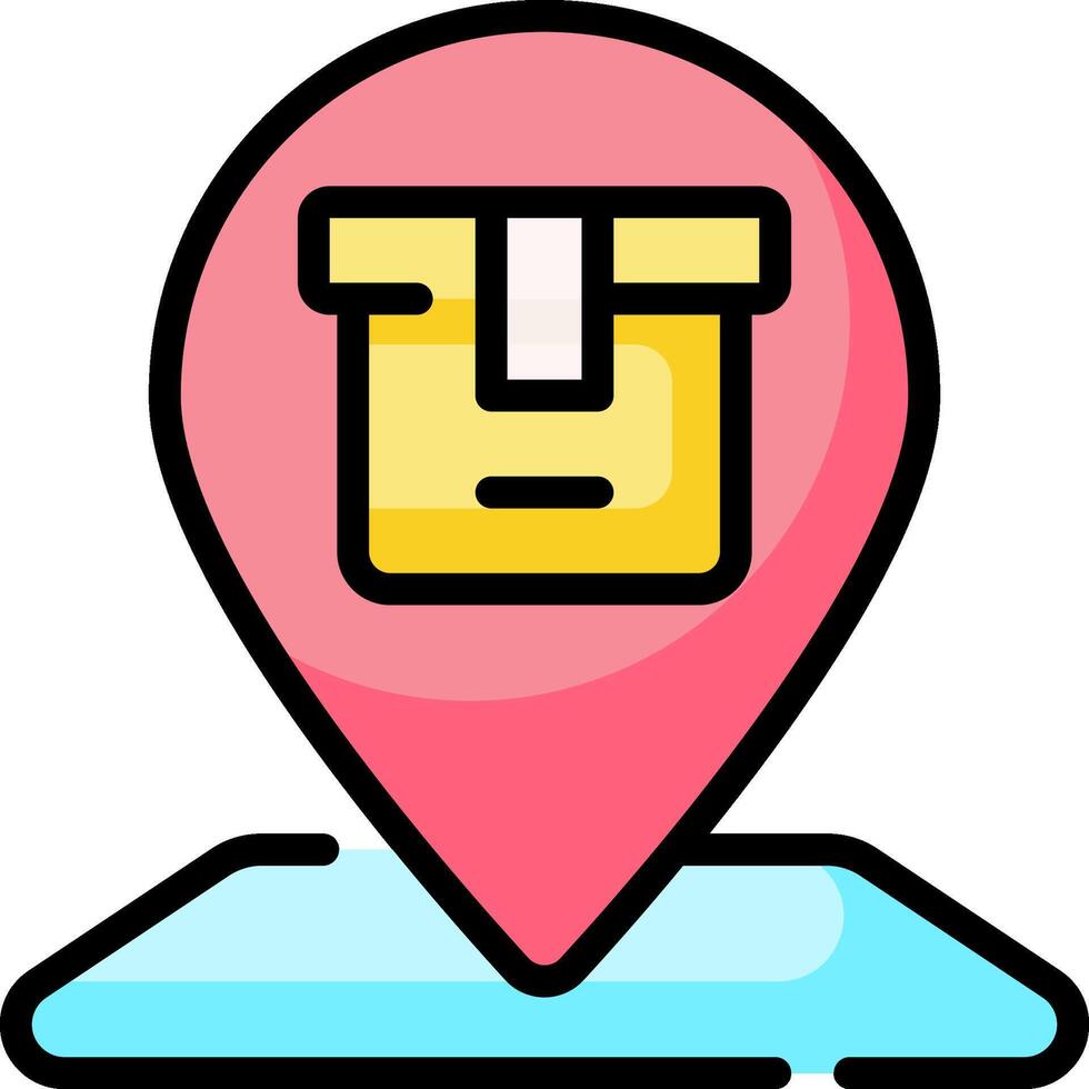 A map pin with a box on it vector