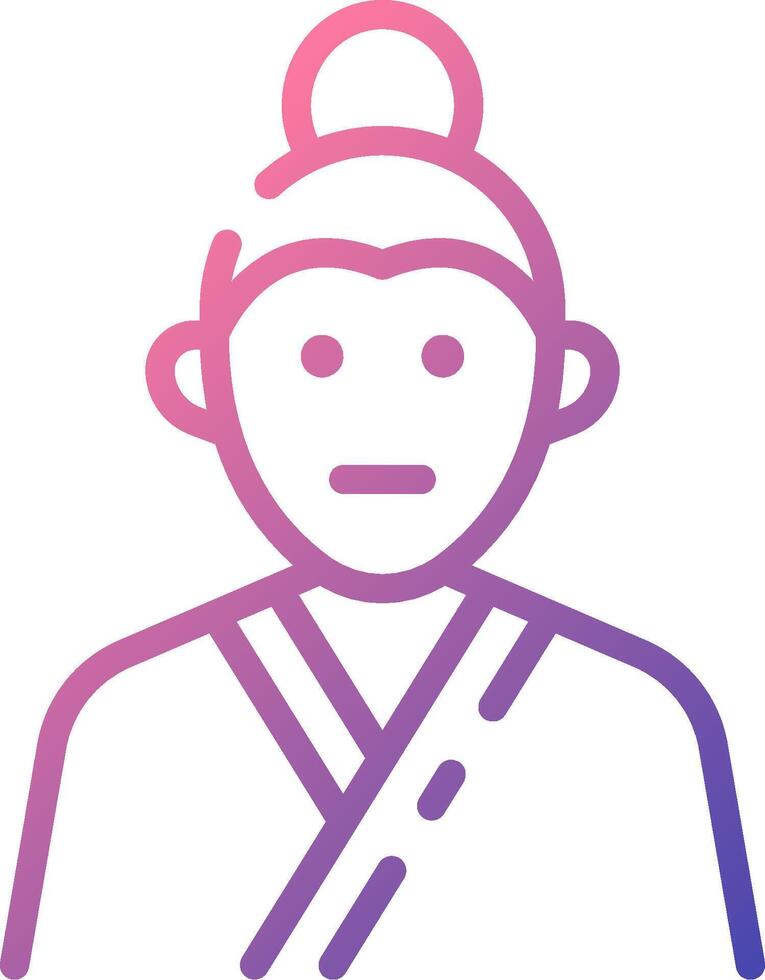 A person with a headband and a purple and pink outline vector