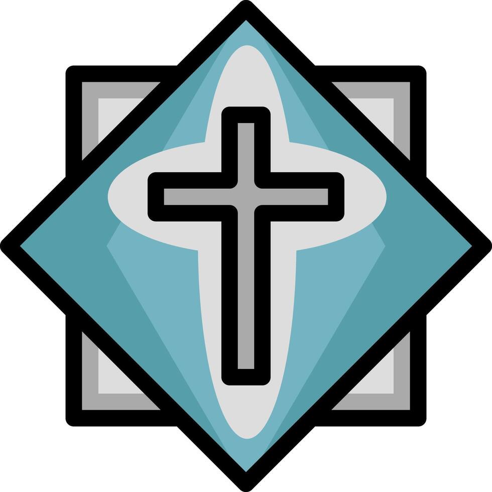 A cross in a blue and gray square vector