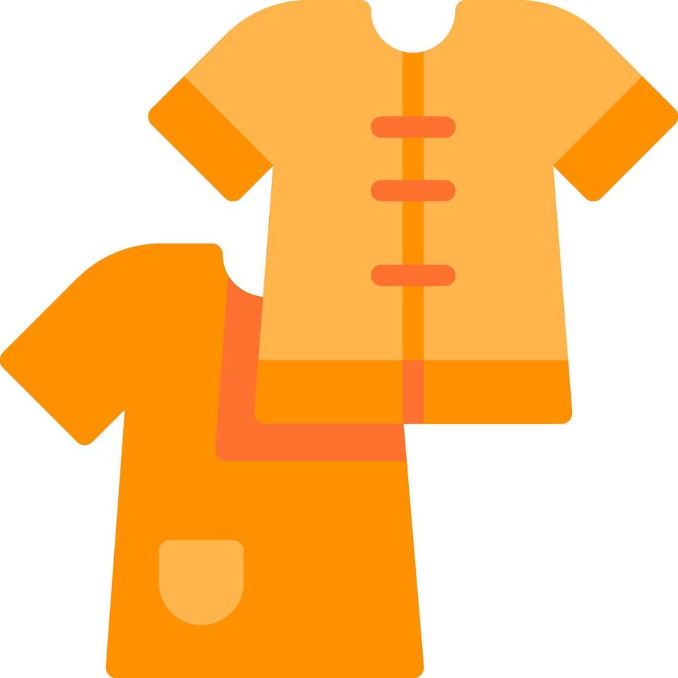 An orange shirt and pants are shown on a white background vector