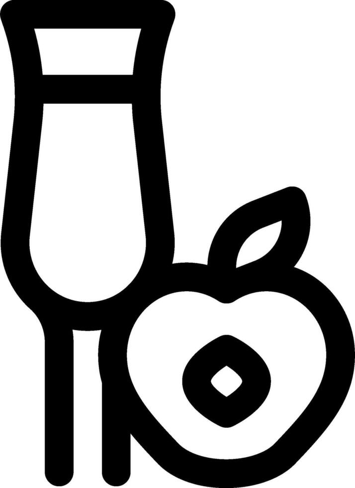 A black and white image of a glass of wine and an apple vector