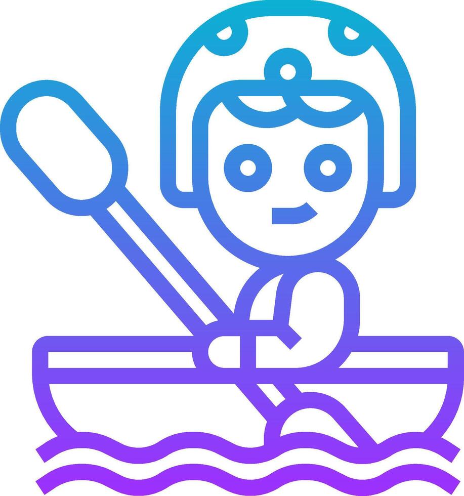 A boy in a canoe with a helmet on vector