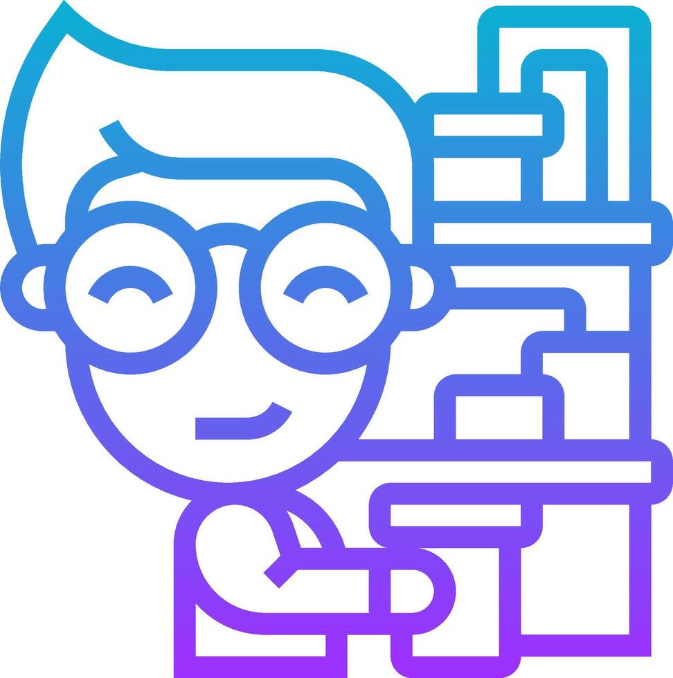 A man with glasses and a book on a shelf vector