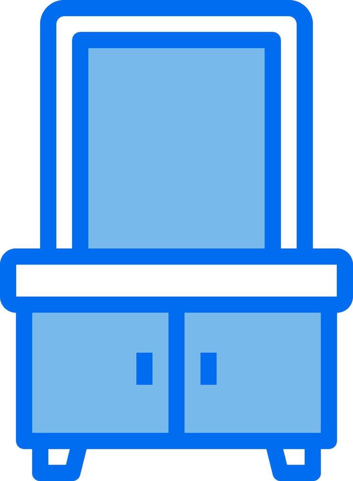 A blue and white television stand with a blue screen vector
