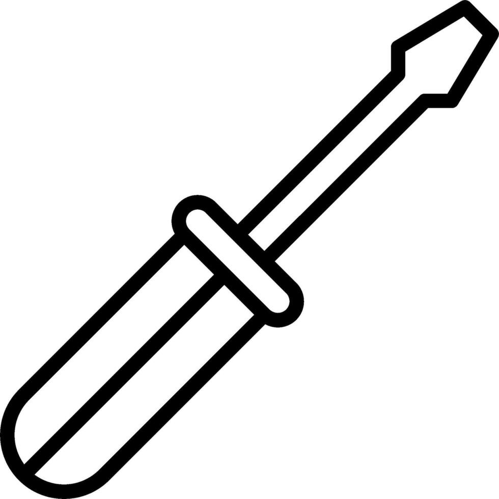 A black and white outline of a screwdriver vector