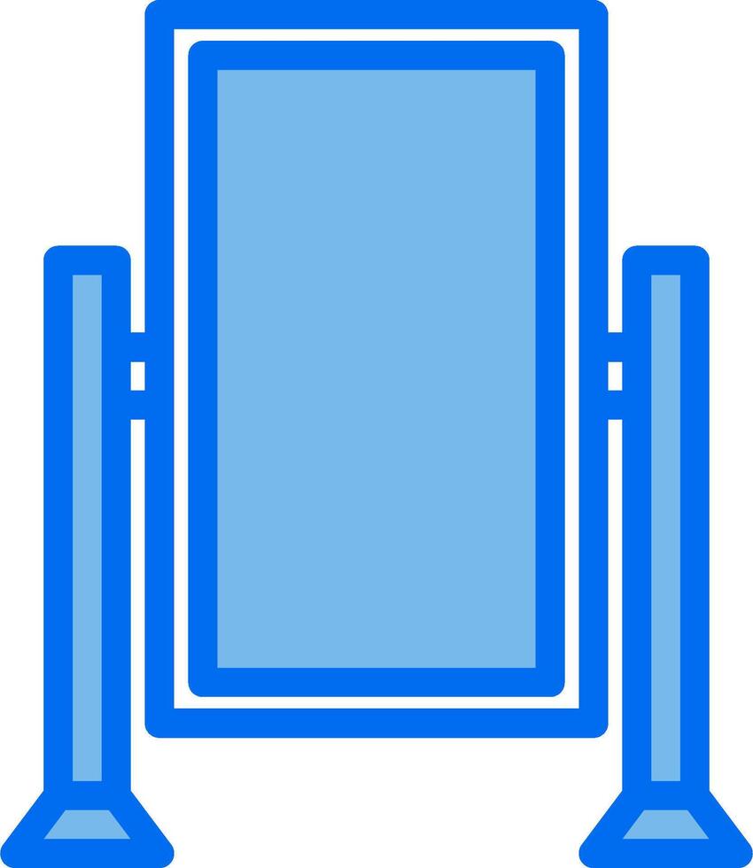 A blue sign with a mirror on it vector