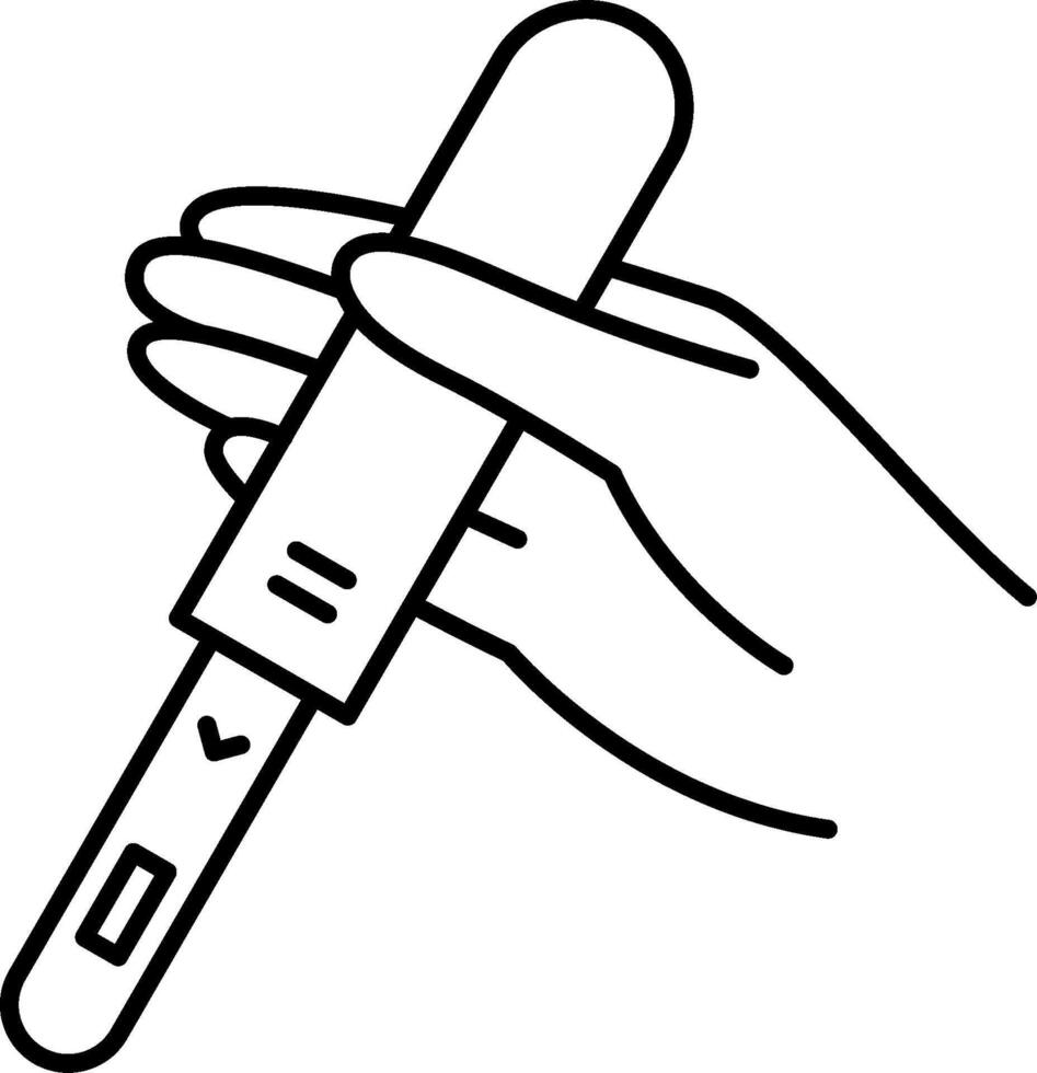 A hand holding a thermometer in a line vector