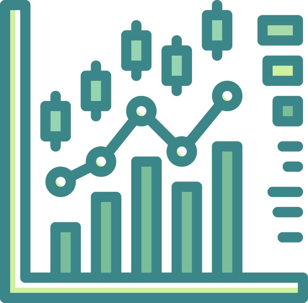 A graph chart with arrows and a bar chart vector