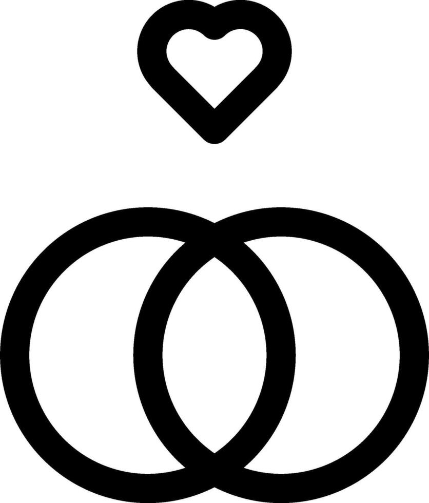 Two rings with a heart in the middle vector