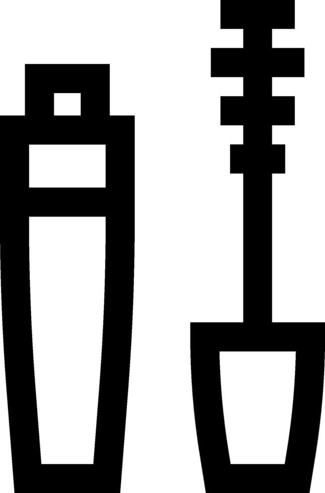A black and white image of a mascara brush and a bottle vector