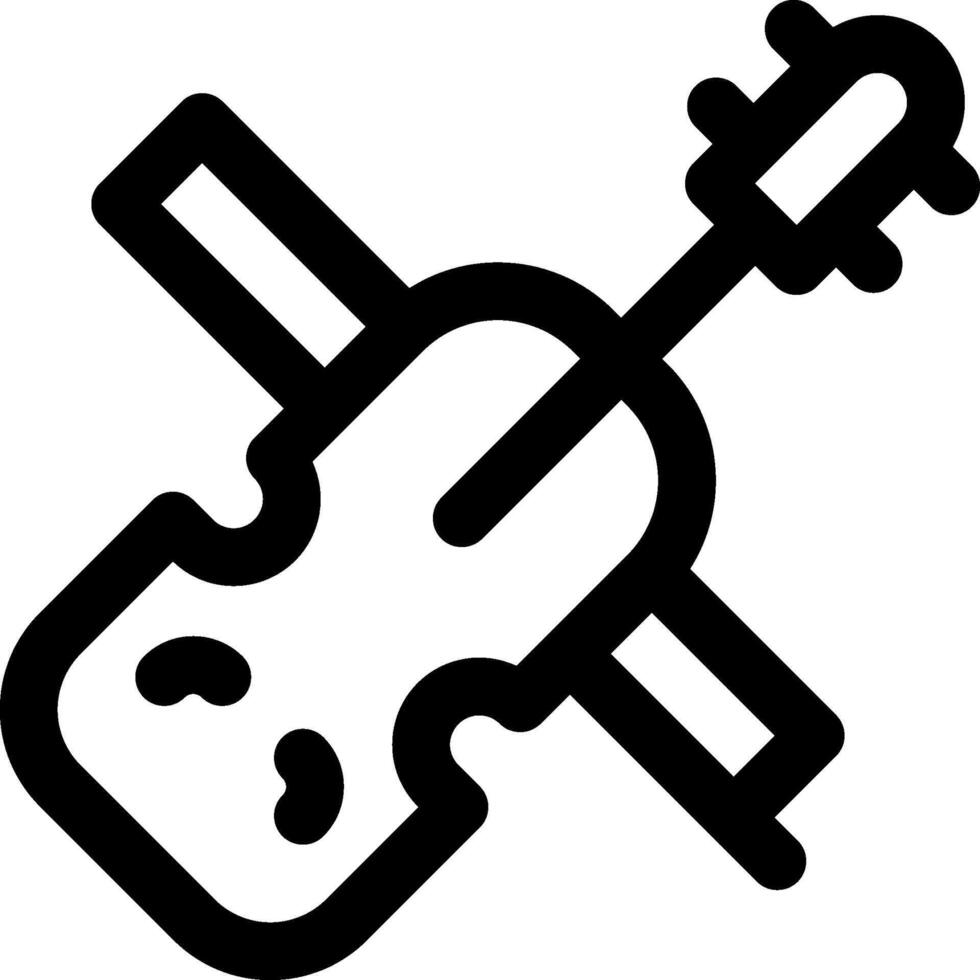 A black and white illustration of a violin vector