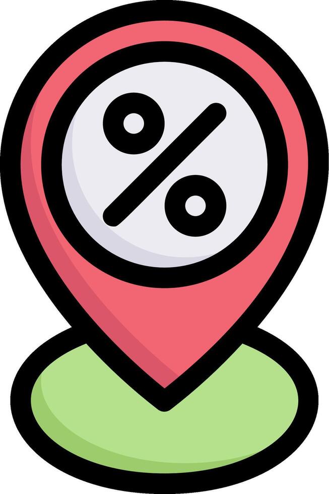 A red pin with a percentage sign on it vector