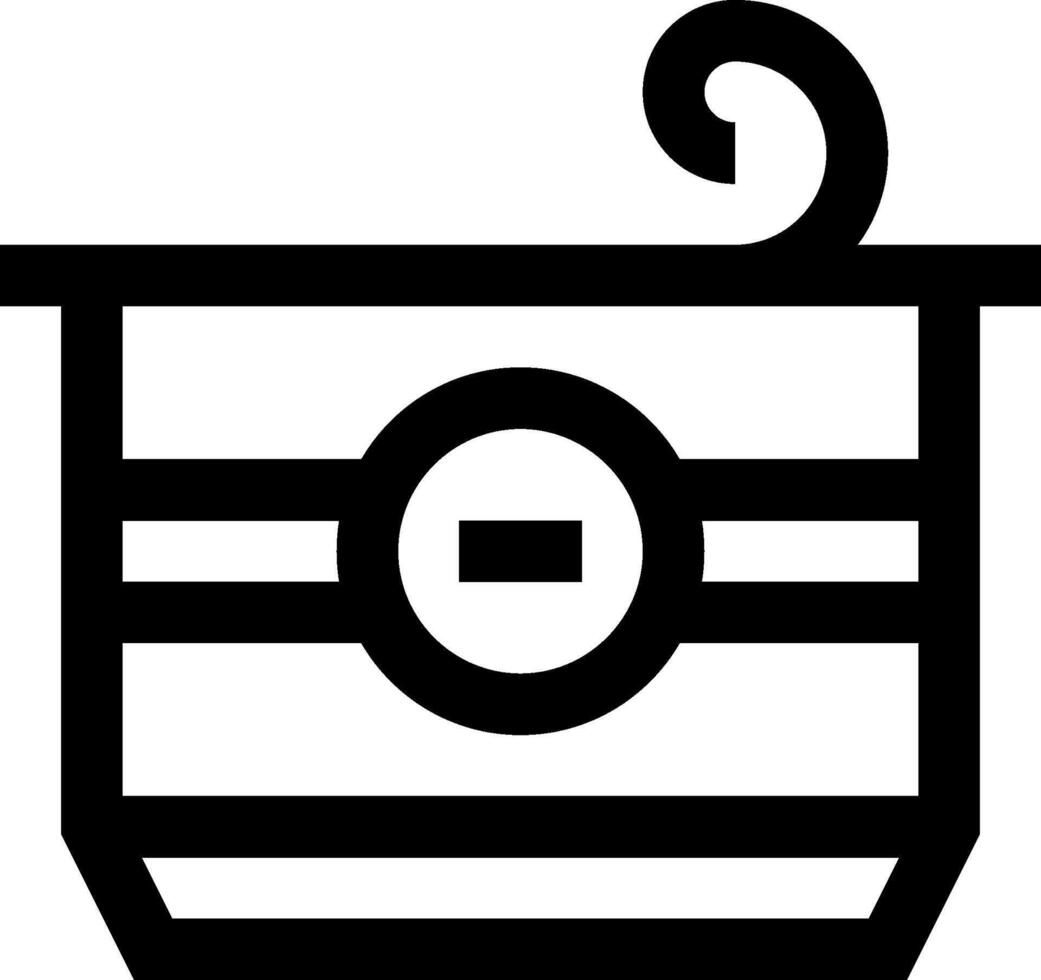 A black and white icon of a bucket vector