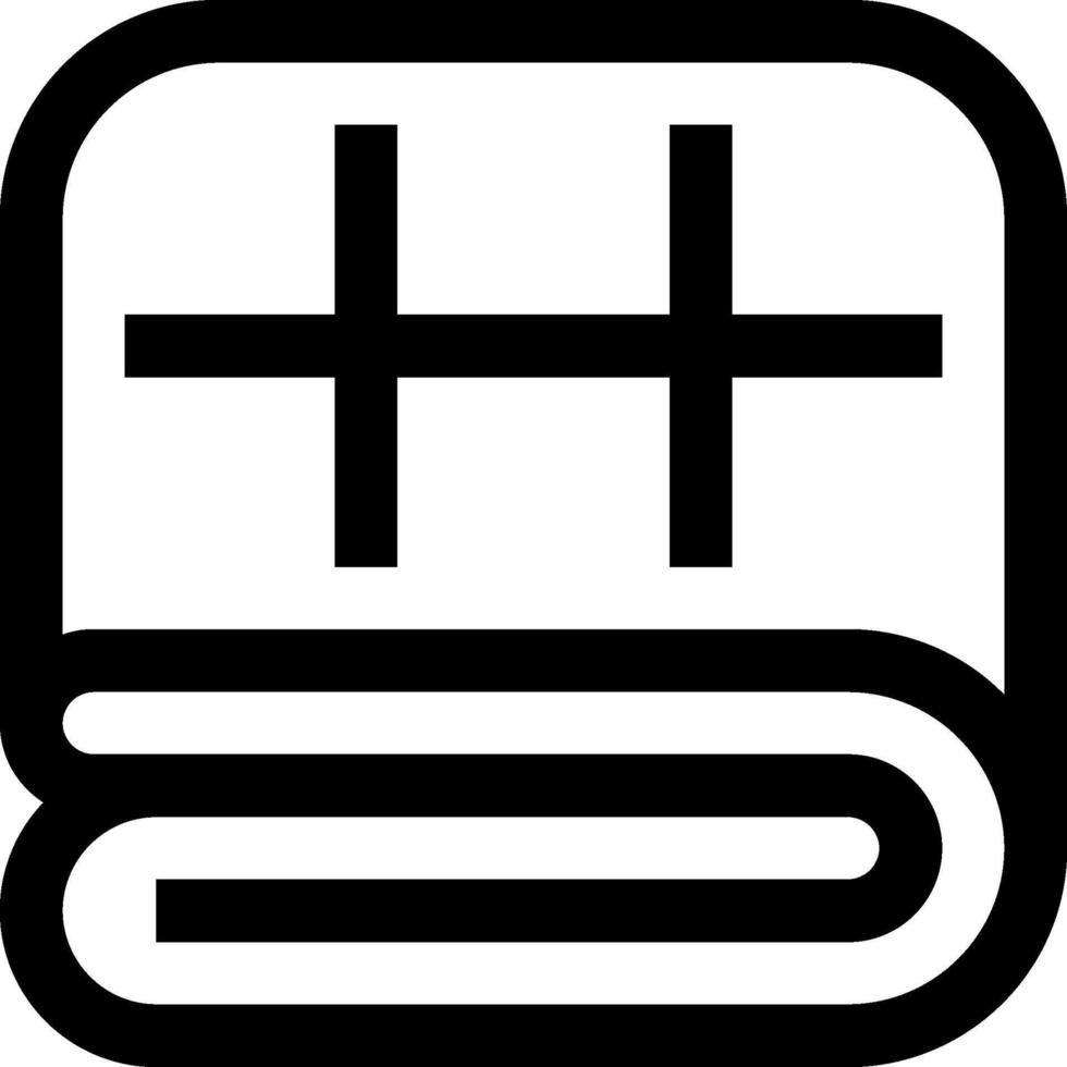 A black and white icon of a book vector