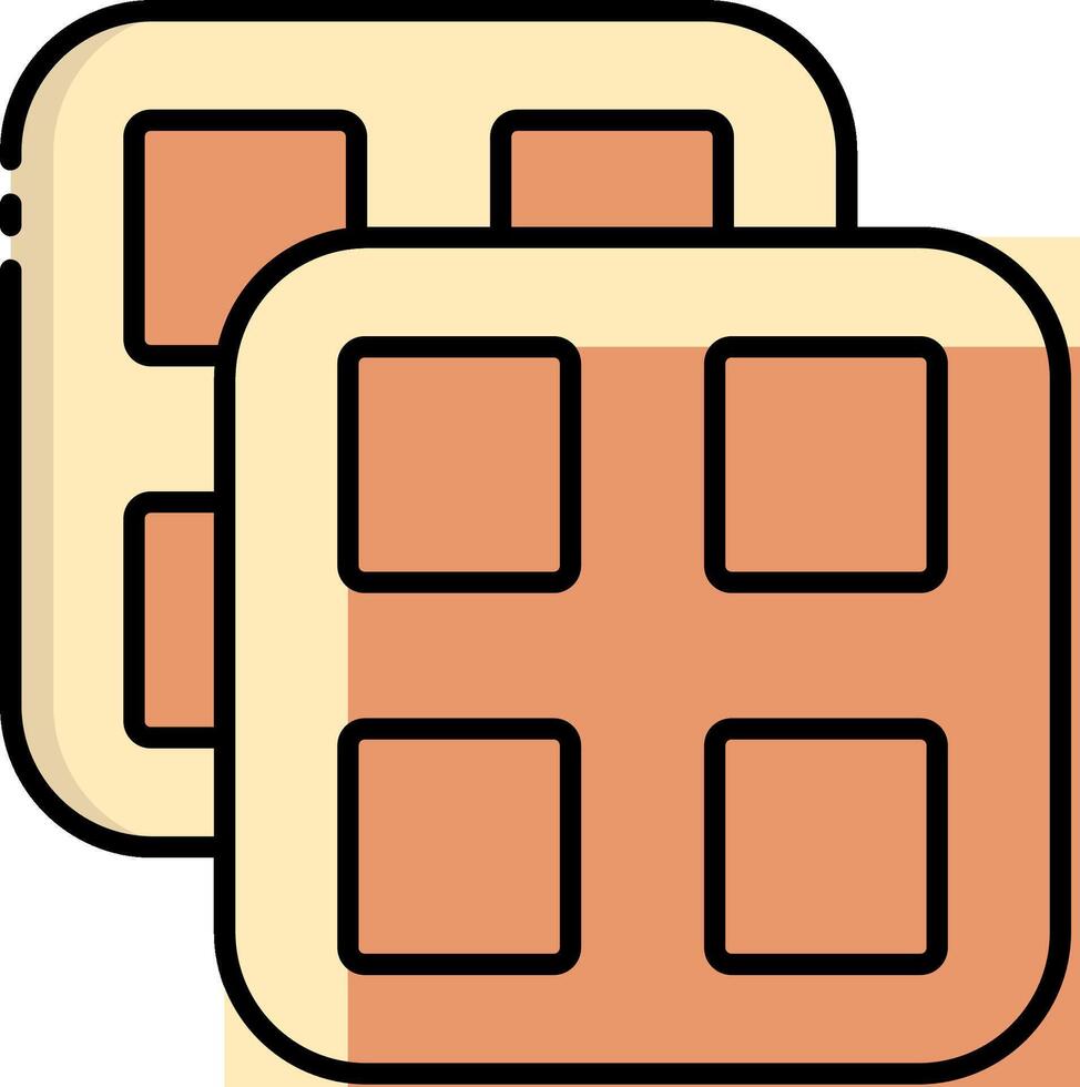 Two waffles with squares on them vector